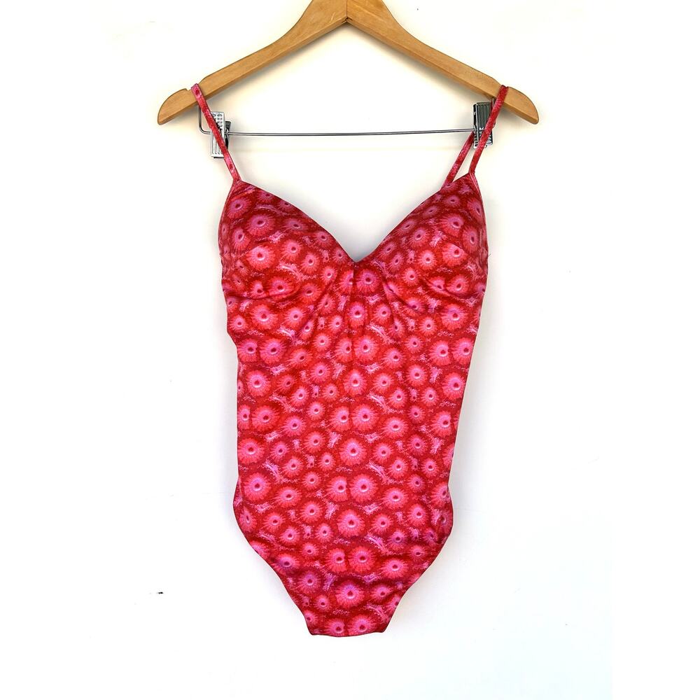 La Perla One Piece Bathing Suit Cups Swimsuit Pink Floral Cheeky Low Back 10 - Picture 2 of 8